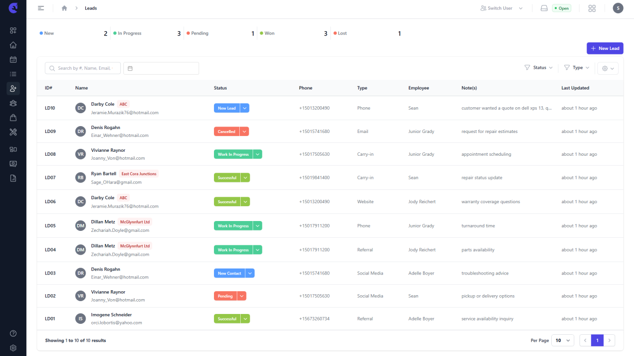 lead management software for repair shops